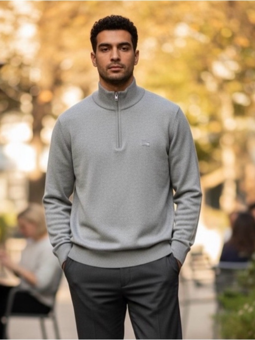 Burberry Men’s Gray Pullover Sweater Classic Logo Size M
